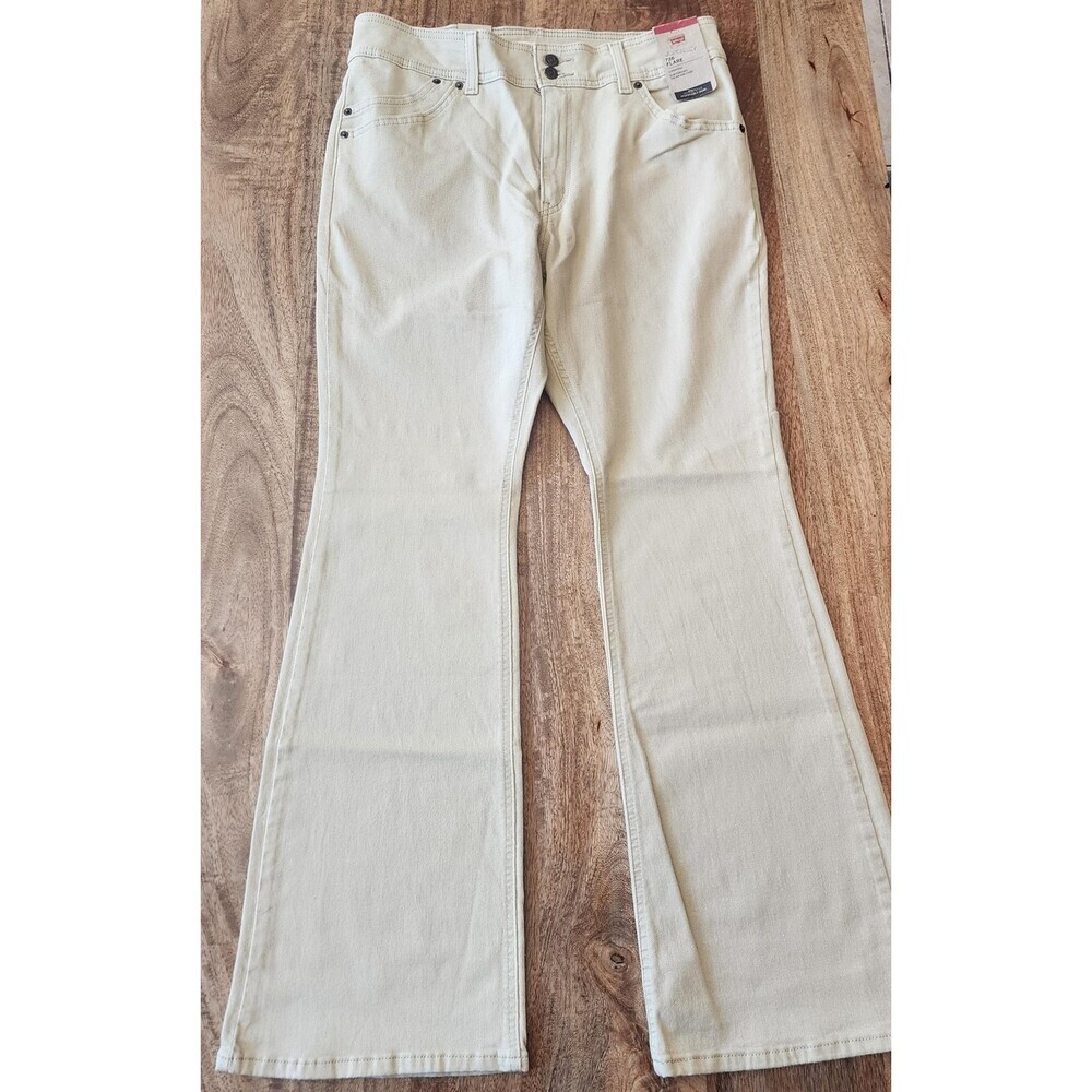 Levi's 726 Flare Jeans Womens 32x32 Beige Light Wash High Rise Stretch Denim